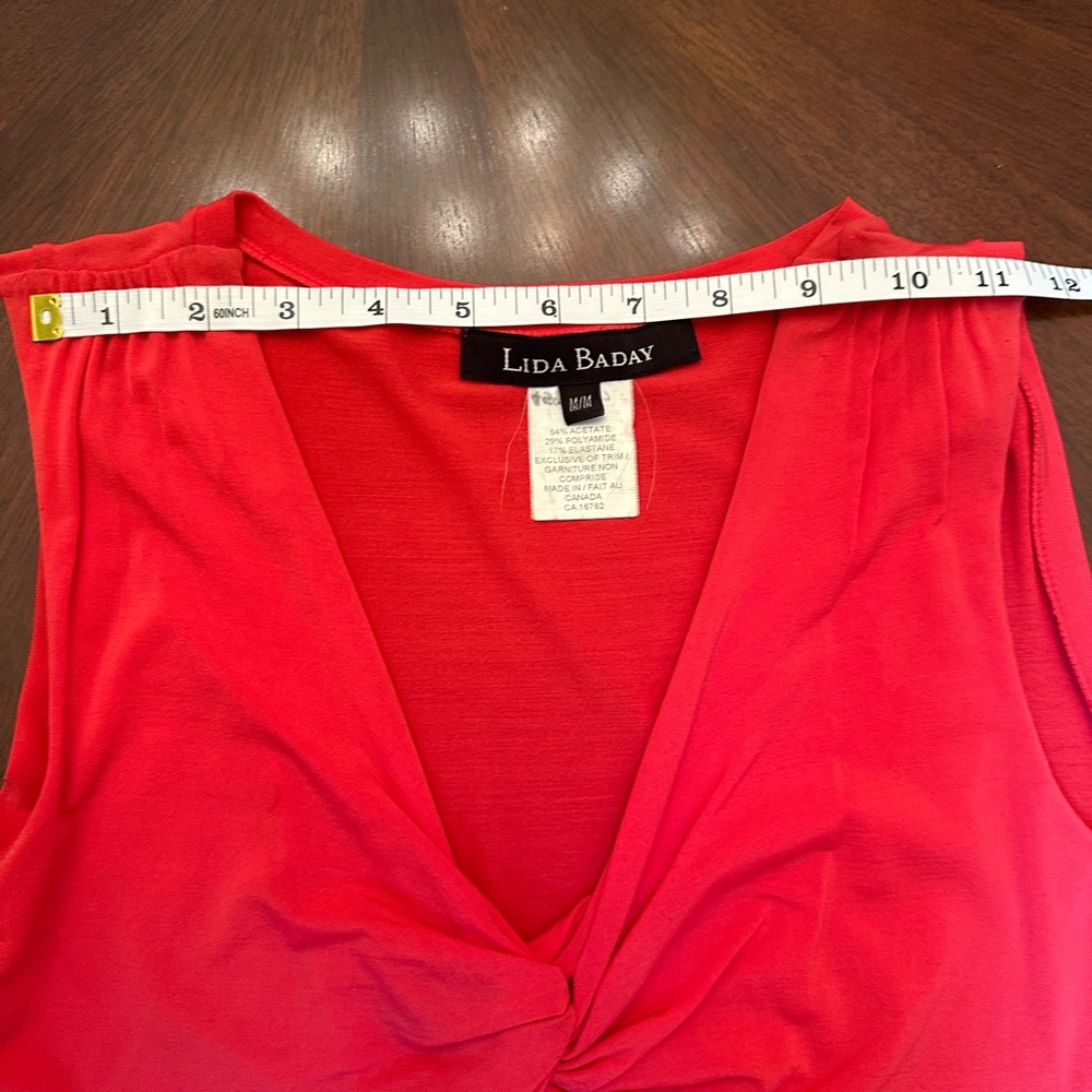 Lida Baday Italian Designer Sleeveless Twist-Front Top | Red - Picture 7 of 8